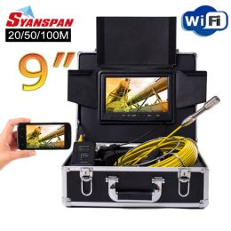 Caméras Endoscope Camera Pipe Inspection Camera HD 1080p 8 Go DVR WiFi, Syanspan IP68 Imperproof pour Android 7 / 9in