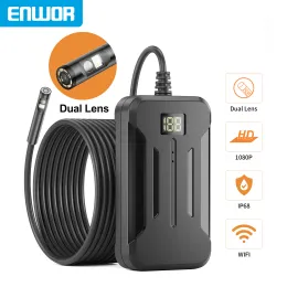 Cámaras EnWor Endoscopio inalámbrico Dual Lente Mini Cámara 5.5 mm 8 mm IP68 Lente impermeable Cable rígido Borescopio de inspección Wifi para verificar