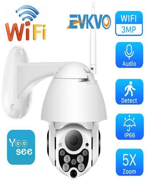 Cameras EVKVO 3MP Yoosee WiFi IP Camera Audio Speed Dome PTZ Sécurité Suivi Auto P2P Cloud sans fil CCTV CACARA avec SD SLOT11200833