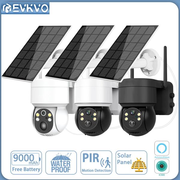 Cameras EVKVO 5MP WiFi Solar Outdoor Camera Pir Human Detection Battery Security Surveillance Campe Color Night Vision Icsee Alexa