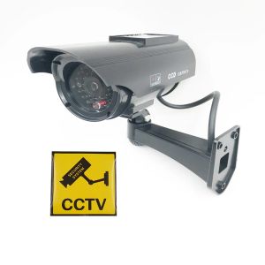 Caméras fausse caméra IP puissance solaire Simulation extérieure caméra manquier imperméable Sécurité de sécurité CCTV Bullette de surveillance avec lumière LED clignotante