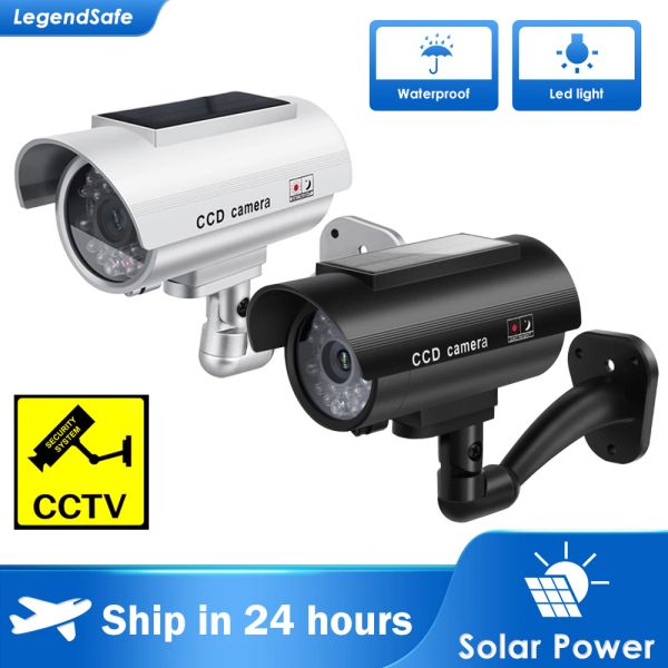 Cámaras Fake Solar Power Camera al aire libre Dummy CCTV Vigilancia Home Protección de seguridad Simulación de bala LED Monitor de luz LED