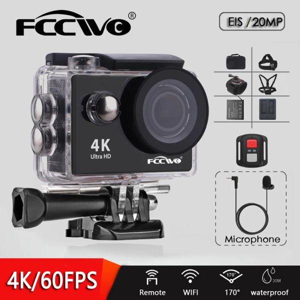 Cámaras FCCWO H9R EIS Action Camera Ultra HD 4K 60fps Wifi 2.0 pulgadas 170D Video de casco de casco inferior al agua Cámaras Sport Sport Cam Sport