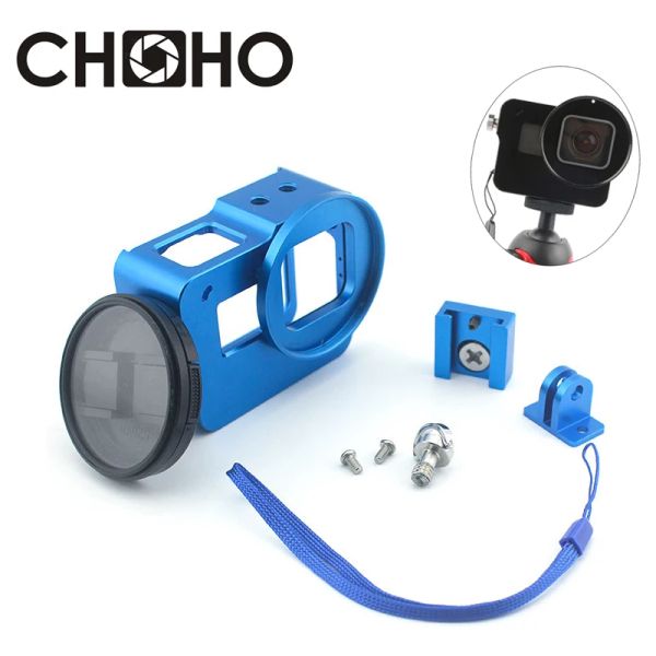 Cameras pour GoPro Hero 5 6 7 Shell de boîtier de carrosage noir + filtre UV CNC Cage de protection dure en alliage en aluminium pour les accessoires Go Pro