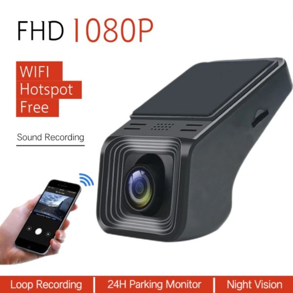 Cámaras Full HD 1080p DVR DVR Cam Mini Wifi Wifi 24H Estacionamiento Monitor WDR Visión nocturna de 12V Registro de vehículos universales