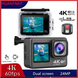 Cameras G9pro Action Caméra 4k 60fps 24MP 2.0 Touch LCD EIS double écran WiFi 170D Télécommande imperméable 4x Zoom Go Sports Pro Cam