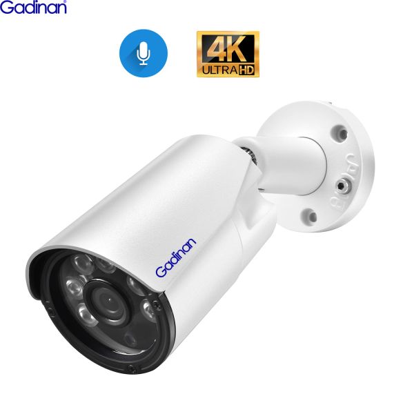 Cameras Gadinan 4K Ultra HD 8MP IP Camera extérieur imperméable H.265 Metal Bullet Poe CCTV Home 5MP 4MP TRAY CAME CAME DE SÉCURITÉ INFRARE