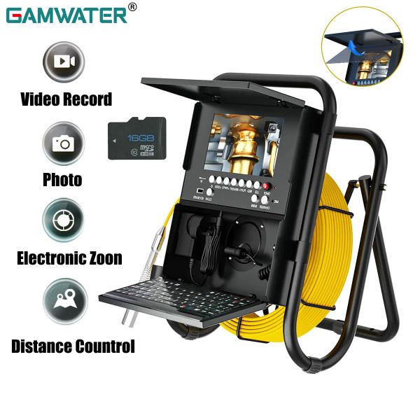 Cámaras Gamwater Camera de alcantarillado de 17/23 mm con 512Hz DVR 16G Medidor Contador de contador Cámara de inspección Cámara de 7 pulgadas Endoscopio industrial