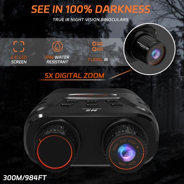 Caméras Gtmedia Night Vision Binoculars Infrarouge LED 7Level Burness with 5x Digital Zoom Fonction peut être utilisé à l'extérieur jour et nuit