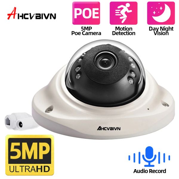 Cámaras H.265+ 5MP Outdoor Indoor Dome Audio 48V Poe IP Camera de 3.6 mm Len Vandalproof Waterproof Video CCTV Seguridad Vigilancia Cámara de vigilancia