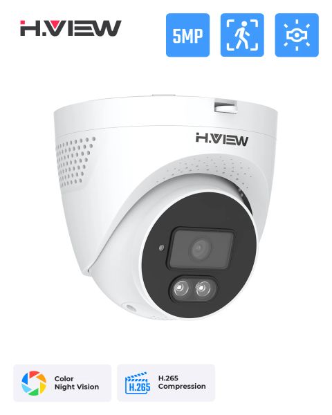 Cámaras H.View 5MP Cámara IP IP Poe AI Face Detección CCTV Cámaras de seguridad Cámaras de audio Dome Imploude Video Vigilancia para el sistema NVR Onvif