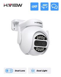 Cameras H.View PTZ IP Camera 8x Zoom Duallens Human Detect CCTV Camera 4MP Smart Home Outdoor WiFi Surveillance Camera ICSEE