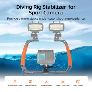 Caméras Handheld Action Camera Halder Doublearm Tray Support Stabilizer Standder Cage for GoPro Imperproof Action Camera Accessoire