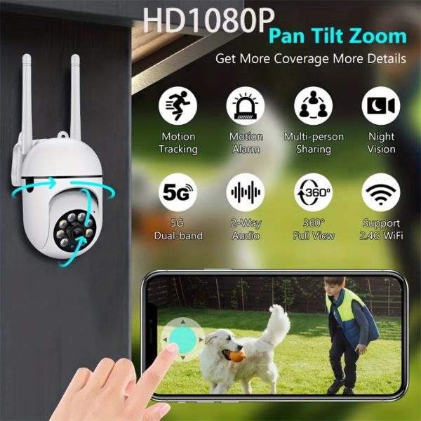 Caméras HD 1080p Caméra wifi Twoway Audio Surveillance Security Home Camera Outdoor 2MP Digital Zoom AI Human Tracking Night Camera