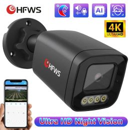 Cameras Hfwvision 4K Ultra Clear Full Color Night Vision 8MP IP Poe Caméras Vedio Surveillance Camera Protection de sécurité en plein air CCTV