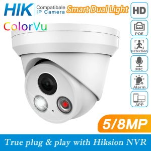 Caméras Hikvision compatible 4K HD IP Camera 5MP 8MP Sécurité Smart Dual Light Ir Couleur Night Vision Brecut Mic Super Supernar