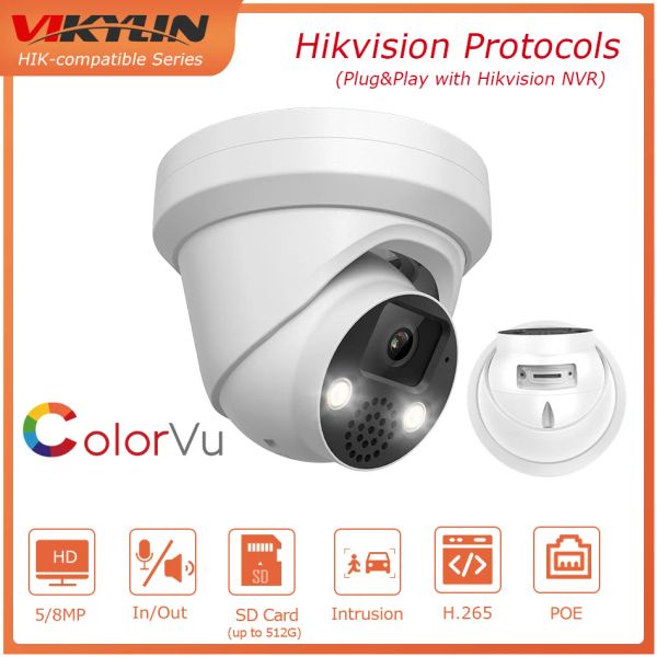 Cameras Hikvision compatible 5MP 4K ColorVu IP Camera Breetin Mic en haut