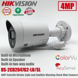 Cameras Hikvision DS2CD2047G2LU / SL 4MP Colorvu stroboscopieuse et avertissement audible Mini Bullet CCTV Network IP Camera