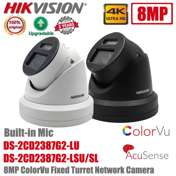 Cameras Hikvision DS2CD2387G2LSU / SL 8MP 4K COLOR POE POE IP67 DS2CD2387G2LU MIC BORDINE COLORVU TURRET CCATV