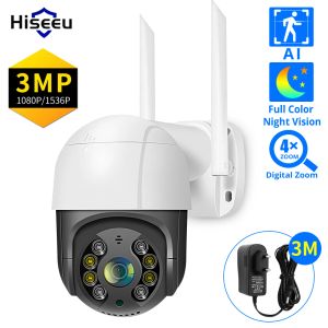 Camera's Hiseeu 1080p WiFi Ptz IP Camera 5x Digitale Zoom AI Human Detectiekleur Nacht Visie Onvif Wireless CCTV Beveiligingsbescherming C