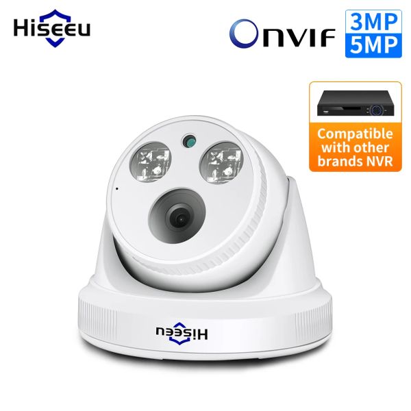 Cameras HiseU 3MP 5MP Poe IP Camera H.265 Dome Camera 1536p Vision nocturne P2P Détection de mouvement pour PoE NVR 2.8 APP VIEUX 30FPS