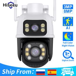 Cameras HiEEU 4K 8MP PTZ WiFi IP Camera Double Lens 5X Zoom AI Human Detect OnVif Wireless Surveillance CCTV CAMERA Protection de sécurité