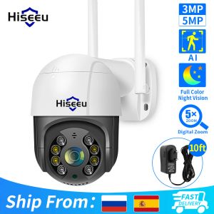 Cameras Hiseu 4k 8MP Smart WiFi PTZ Camera 5x Digital Zoom Ai Human Detection OnVif Wireless CCTV CCAPT CAME CAMER