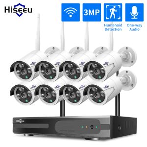 Camera's Hiseeu 5MP WiFi Video Surveillance Camerasysteem 10ch P2P NVR Motion Audioset Outdoor Ir Night Vision CCTV Camera Security Kit