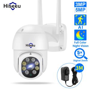 Cameras HiseU 8MP 4K PTZ WiFi IP Dome Camera 2MP 1080P Extérieur imperméable Speed Speed Camera SD Card SD Wireless IP Camera App ICSEE