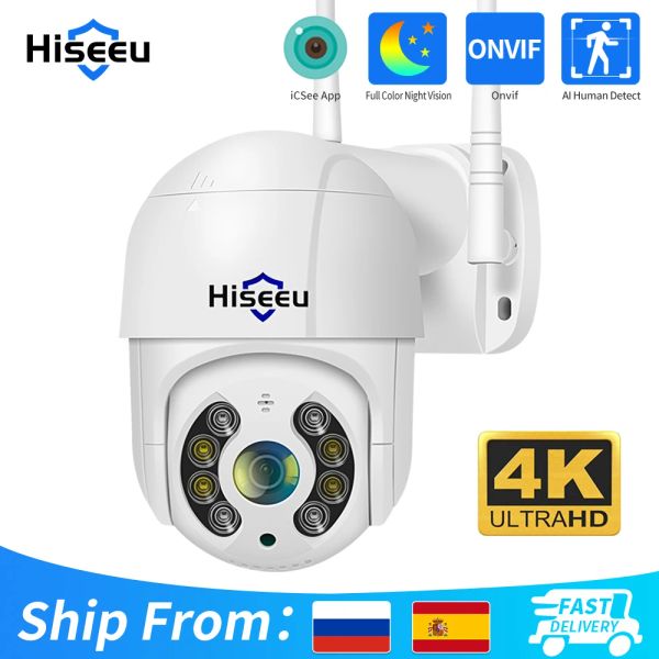 Cameras HiseU 8MP 4K WiFi IP Camera Outdoor Security Night Vision 1080p 3MP 5MP Wireless Video Surveillance Caméras Human Detect Icsee