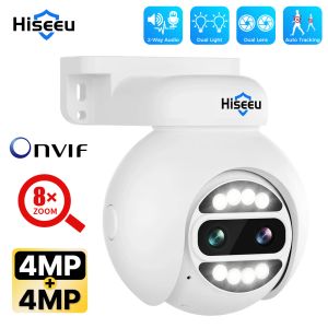 Cámaras Hiseeu 8MP 8X Zoom Dual Lens Poe Ptz IP Camera 4K 4MP+4MP Color Night Vision PTZ Seguridad Video Vigilancia CCTV Cámaras XMEYE