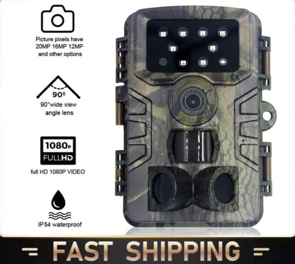 Cameras Caméra de chasse 20MP 1080p Pir infrarouge Wild Trail Camera Vision Night Vision IP66 La surveillance de la faune