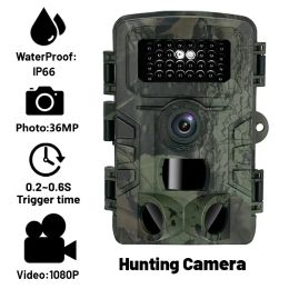 Camera's jachtcamera 36mp 1080p Infrarood Outdoor Trail Cam Night Vision Motion Activated Trap Game IP66 Waterdichte natuur Scope