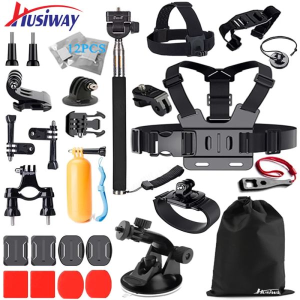 Caméras Husiway accessoires ensemble pour Gopro Hero 6 Black Hero 5 4 Kit de session pour Xiaomi yi 4K Campark Akaso Eken Gitup caméra 25A