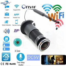 Camera's icsee wifi deur oog camera mini peephole deur wifi ip camera 2.1 mm groothoek fisheye 2way audio buildin speaker tf card slot