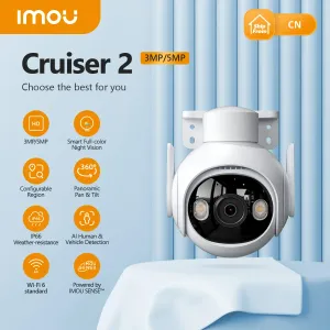 Camera's Imou Cruiser 2 3MP 5MP WiFi Outdoor Security Camera AI Smart Tracking Human Vehicle Detectie IP66 Night Vision Two Way Talk