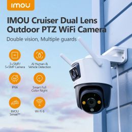 Camera's IMOU Cruiser Dual 8MP/10mp Dual Lens Outdoor Pt Camera Home Security IP Camera AI Human Vehicle Detection Camera