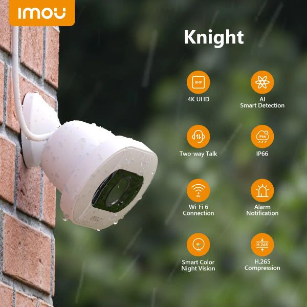 Cameras IMou Knight 4k UHD 8MP Sécurité extérieure WiFi CCTV CAME DE SURVEILLANCE AIBASÉ Personne / véhicule / Détection d'animaux