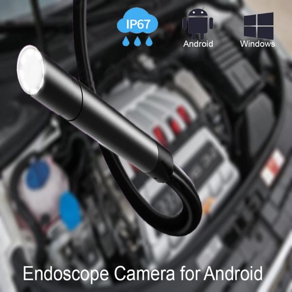 Cámaras Endoscopio USB de la industria 720p 8 mm 5.5 mm Lente Flexible Cable semi rígido Cámara impermeable LED impermeable para endoscopio de teléfonos Android