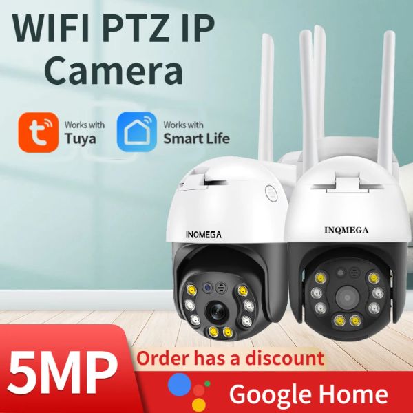 Cámaras Inqmega 5MP Wifi PTZ IP Camera TUYA Smart Home Monitor Securidad Vidrovilancia Día y noche CCTV a todo color