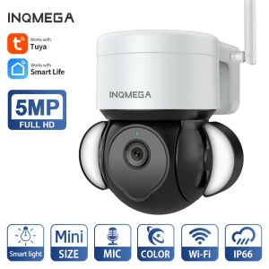 Cameras inqmega 5MP WiFi Tuya Camera Smart Cloud Ptz IP Camera Outdoor Foodlight Google Home Alexa Video Subs Surveillance Cam for Yard