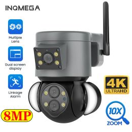 Camera's Inqmega 8MP 4K 10x Surveillance Camera PTZ Outdoor Beveiligingsbescherming Kamera Dome Human Detection Cam Compatibel WiFi en RJ45