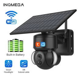 Caméras Inqmega Surveillance Camera Panneau solaire de caméra extérieure sans fil avec batterie incluse de sécurité à la maison Tuya Caméra extérieure