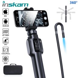 Caméras Inskam 360 ° Twoway Rotary Endoscope Articulation Industrial Endoscope 8,5 mm Caméra d'inspection des voitures avec 8 LED pour iOS Android
