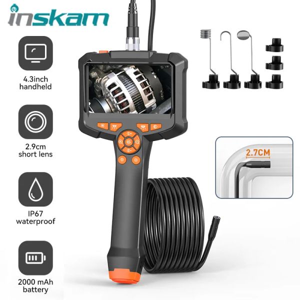 Caméras Inskam 4,3 pouces IPS Screen Industrial Endoscope Camera HD1080P Inspection de tuyau d'objectif simple pour vérifier les égouts de voiture