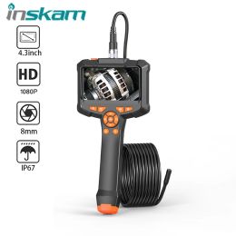 Camera's inskam 4.3inch IPS -scherm Industriële endoscoop IP67 Waterdichte HD1080P 8mm LEDS Inspectiecamera Borescope voor autopijp riool