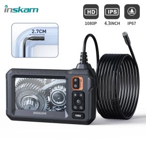 Cameras Inskam 4,3 pouces IPS Screen Industrial Endoscope Industrial Camera 8 mm HD1080P Single Lens Pipe Inspection Borescope pour les voitures IP67 Imperpose