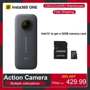 Cameras Insta360 One X2 Panoramic Action Camera LCD Screen tactile Spreproof Support Support Flowstate Stabilisation 360 Caméra