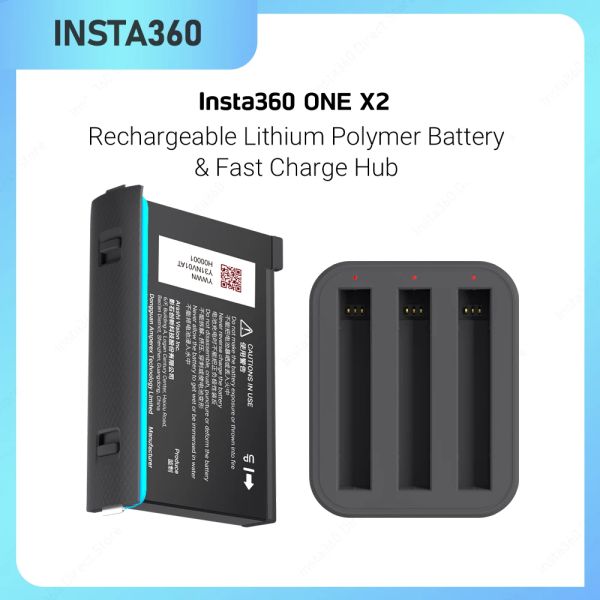 Cámaras Insta360 One X2 Batería de litio recargable Batería de carga rápida Cámara de video Cámara de video 5.7k para la cámara deportiva impermeable