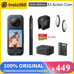 Cameras Insta360 x3 360 Sport Action Camera One X3 5.7k Video10m étanche stabilisation de lastaine 1800mAh Batterie Insta360 x3 Caméra